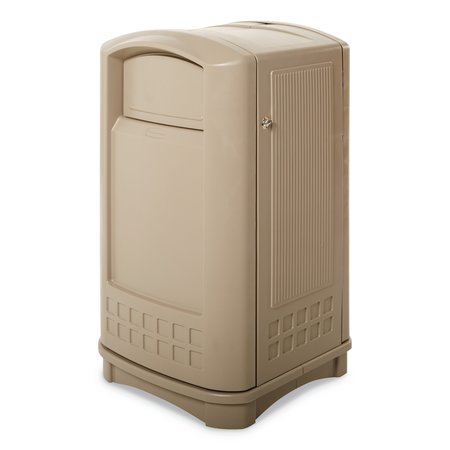 Rubbermaid Commercial 50 gal Rectangular Trash Can, Beige, Side Door, Plastic FG396400BEIG